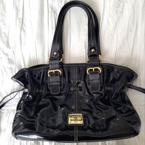 Dooney & Bourke Chiara Black Patent Leather Drawstring Tote